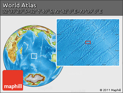 Physical Location Map of the Area around 32° 17' 31" S, 73° 10' 30" E