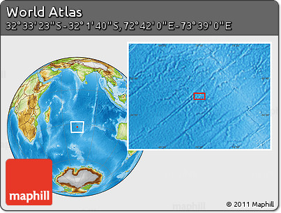 Physical Location Map of the Area around 32° 17' 31" S, 73° 10' 30" E