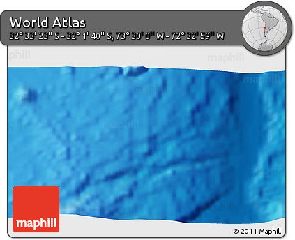Physical 3D Map of the Area around 32° 17' 31" S, 73° 1' 30" W