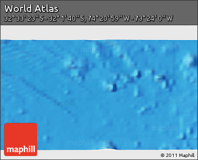 Physical 3D Map of the Area around 32° 17' 31" S, 73° 52' 30" W