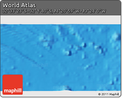 Physical 3D Map of the Area around 32° 17' 31" S, 73° 52' 30" W