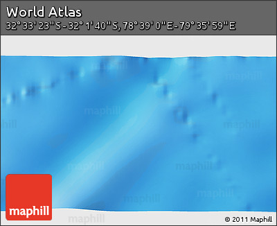 Physical 3D Map of the Area around 32° 17' 31" S, 79° 7' 30" E