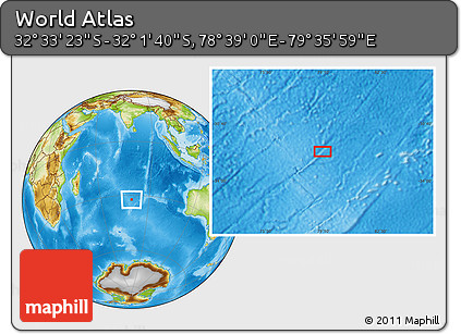 Physical Location Map of the Area around 32° 17' 31" S, 79° 7' 30" E
