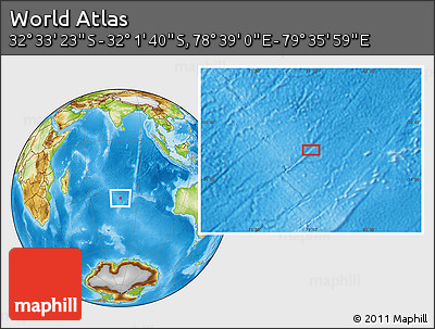 Physical Location Map of the Area around 32° 17' 31" S, 79° 7' 30" E