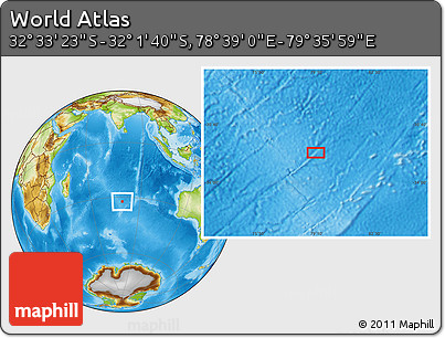 Physical Location Map of the Area around 32° 17' 31" S, 79° 7' 30" E