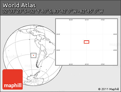 Blank Location Map of the Area around 32° 17' 31" S, 83° 13' 29" W