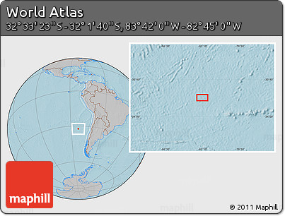 Gray Location Map of the Area around 32° 17' 31" S, 83° 13' 29" W, hill shading