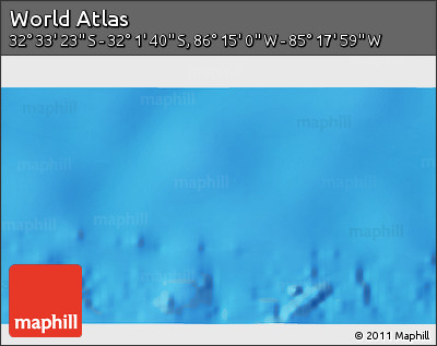 Physical 3D Map of the Area around 32° 17' 31" S, 85° 46' 30" W