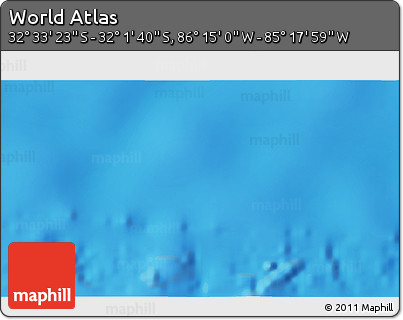 Physical 3D Map of the Area around 32° 17' 31" S, 85° 46' 30" W