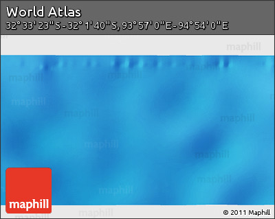 Shaded Relief 3D Map of the Area around 32° 17' 31" S, 94° 25' 30" E