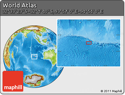 Physical Location Map of the Area around 32° 17' 31" S, 94° 25' 30" E