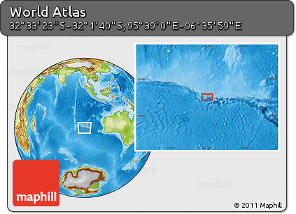 Physical Location Map of the Area around 32° 17' 31" S, 96° 7' 30" E