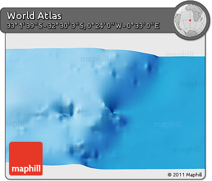 Physical 3D Map of the Area around 32° 45' 51" S, 0° 4' 30" E