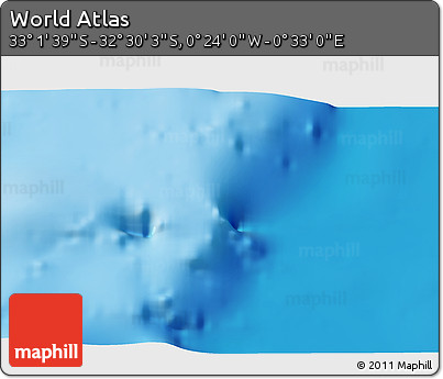 Physical 3D Map of the Area around 32° 45' 51" S, 0° 4' 30" E