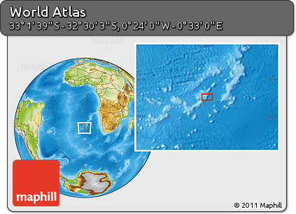Physical Location Map of the Area around 32° 45' 51" S, 0° 4' 30" E