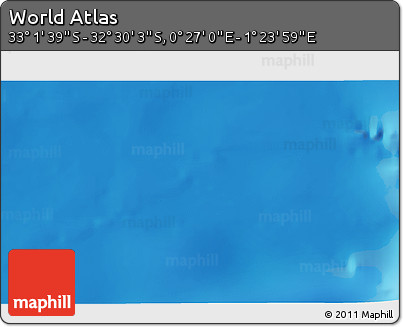 Physical 3D Map of the Area around 32° 45' 51" S, 0° 55' 29" E