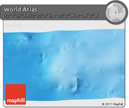 Physical 3D Map of the Area around 32° 45' 51" S, 0° 46' 30" W