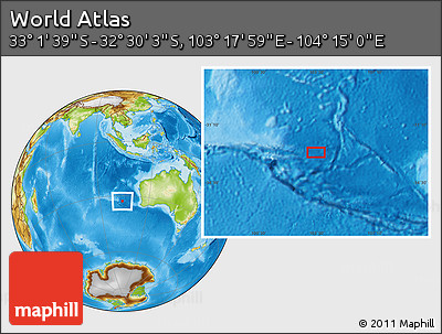 Physical Location Map of the Area around 32° 45' 51" S, 103° 46' 30" E