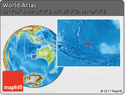 Physical Location Map of the Area around 32° 45' 51" S, 107° 10' 30" E