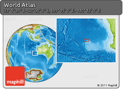 Physical Location Map of the Area around 32° 45' 51" S, 109° 43' 29" E
