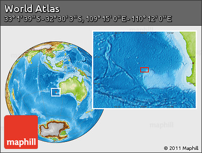 Physical Location Map of the Area around 32° 45' 51" S, 109° 43' 29" E