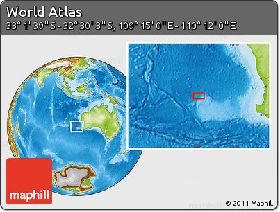Physical Location Map of the Area around 32° 45' 51" S, 109° 43' 29" E
