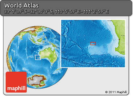 Physical Location Map of the Area around 32° 45' 51" S, 110° 34' 29" E