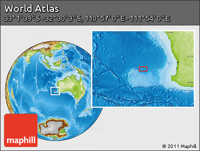 Physical Location Map of the Area around 32° 45' 51" S, 111° 25' 30" E