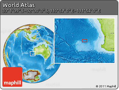 Physical Location Map of the Area around 32° 45' 51" S, 111° 25' 30" E