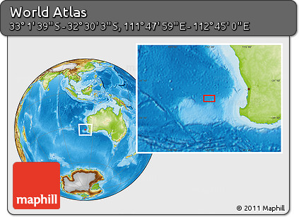 Physical Location Map of the Area around 32° 45' 51" S, 112° 16' 30" E