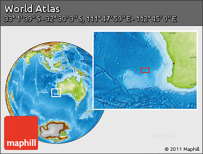 Physical Location Map of the Area around 32° 45' 51" S, 112° 16' 30" E