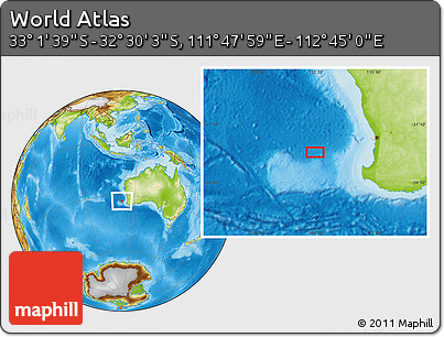 Physical Location Map of the Area around 32° 45' 51" S, 112° 16' 30" E