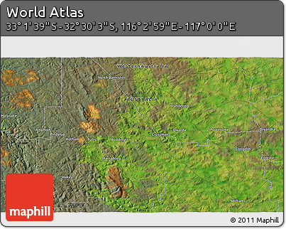 Satellite 3D Map of the Area around 32° 45' 51" S, 116° 31' 30" E
