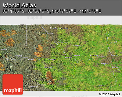 Satellite 3D Map of the Area around 32° 45' 51" S, 116° 31' 30" E