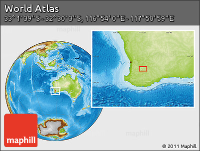 Physical Location Map of the Area around 32° 45' 51" S, 117° 22' 30" E