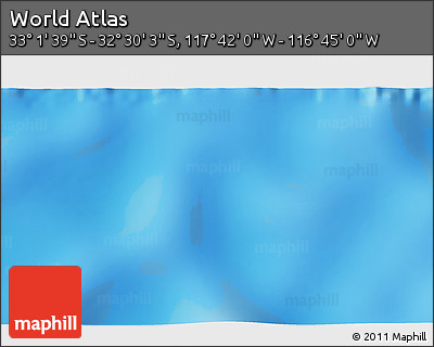 Physical 3D Map of the Area around 32° 45' 51" S, 117° 13' 29" W
