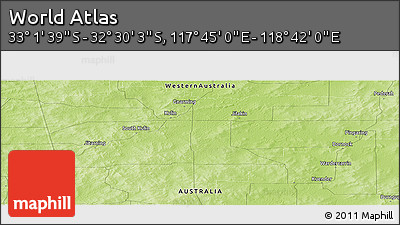 Physical Panoramic Map of the Area around 32° 45' 51" S, 118° 13' 29" E