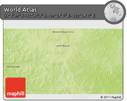 Physical 3D Map of the Area around 32° 45' 51" S, 119° 55' 30" E
