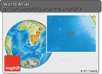 Physical Location Map of the Area around 32° 45' 51" S, 11° 7' 30" E
