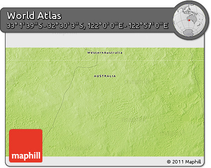 Physical 3D Map of the Area around 32° 45' 51" S, 122° 28' 29" E