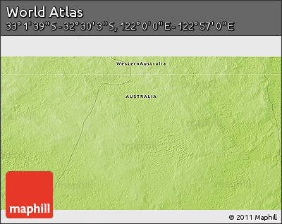 Physical 3D Map of the Area around 32° 45' 51" S, 122° 28' 29" E