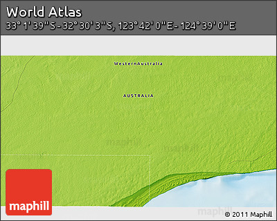 Physical 3D Map of the Area around 32° 45' 51" S, 124° 10' 30" E