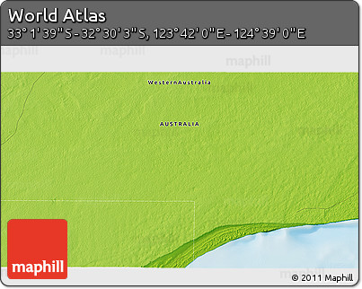 Physical 3D Map of the Area around 32° 45' 51" S, 124° 10' 30" E