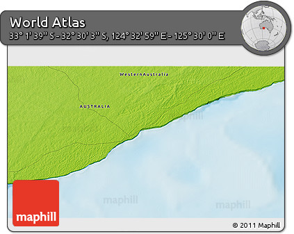 Physical 3D Map of the Area around 32° 45' 51" S, 125° 1' 30" E