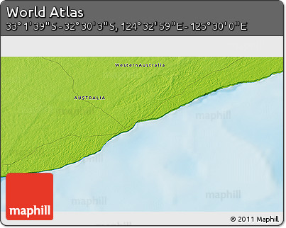 Physical 3D Map of the Area around 32° 45' 51" S, 125° 1' 30" E