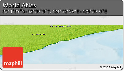 Physical Panoramic Map of the Area around 32° 45' 51" S, 125° 1' 30" E