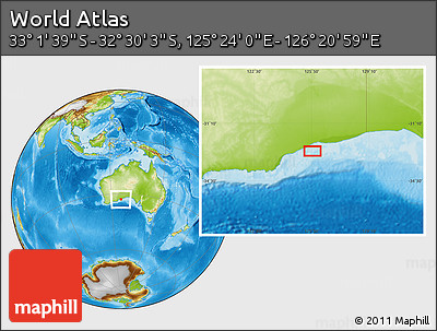 Physical Location Map of the Area around 32° 45' 51" S, 125° 52' 30" E