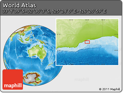 Physical Location Map of the Area around 32° 45' 51" S, 125° 52' 30" E
