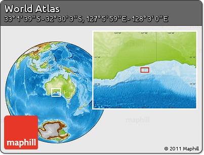 Physical Location Map of the Area around 32° 45' 51" S, 127° 34' 30" E