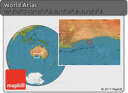 Satellite Location Map of the Area around 32° 45' 51" S, 127° 34' 30" E